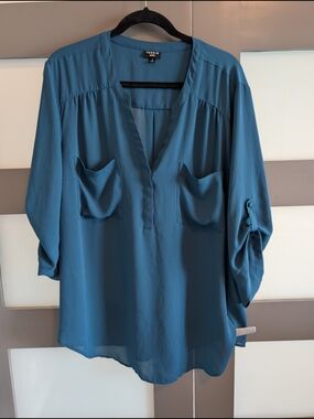 torrid Harper Teal Split-Neck Utility Top